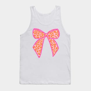 Bow in Pink and Orange Leopard Print Spots Tank Top